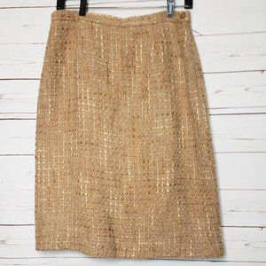 Neiman Marcus Tan Tweed Wool Skirt